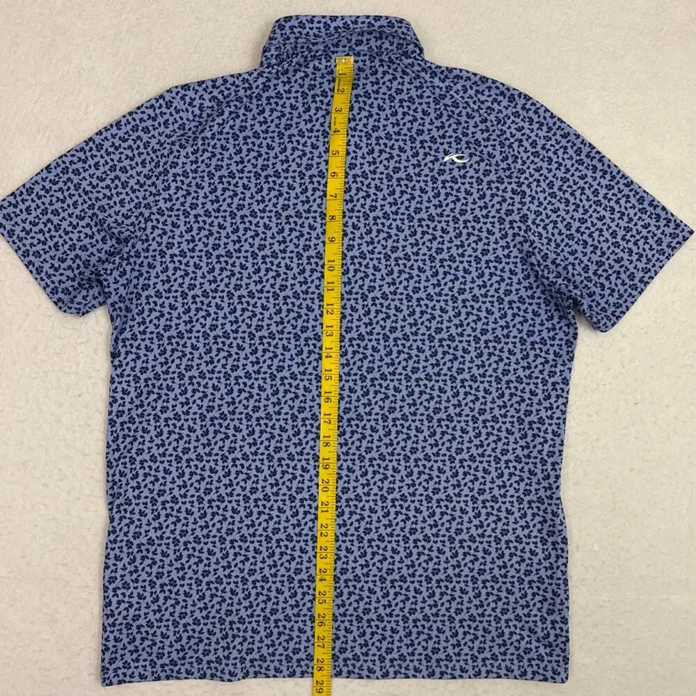 KJUS Lance Printed Polo Men’s Medium 50 Blue Floral UPF 30 Golf K00741